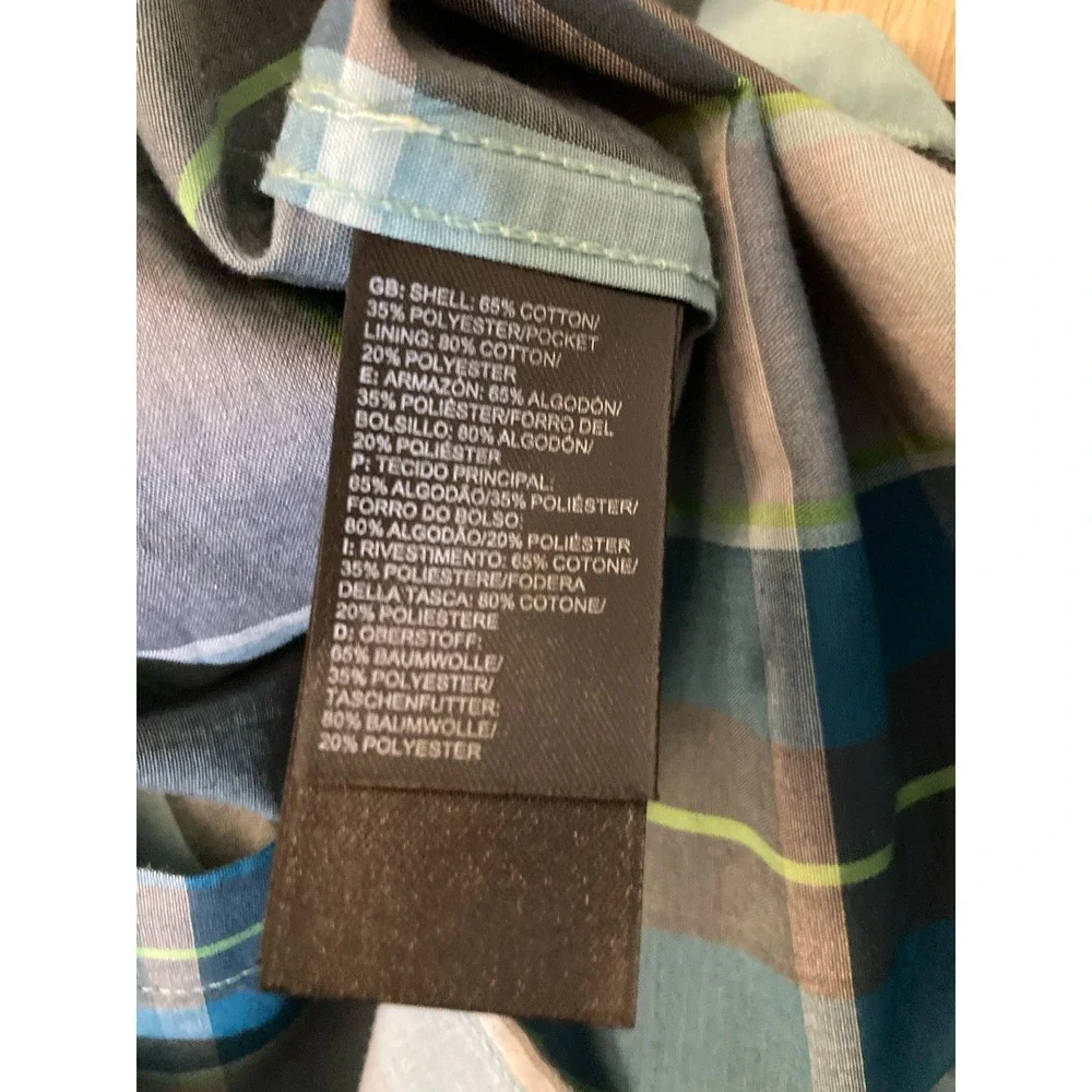 The North Face Mens Size L Button Down Shirt Short Sleeve Green Plaid Spring